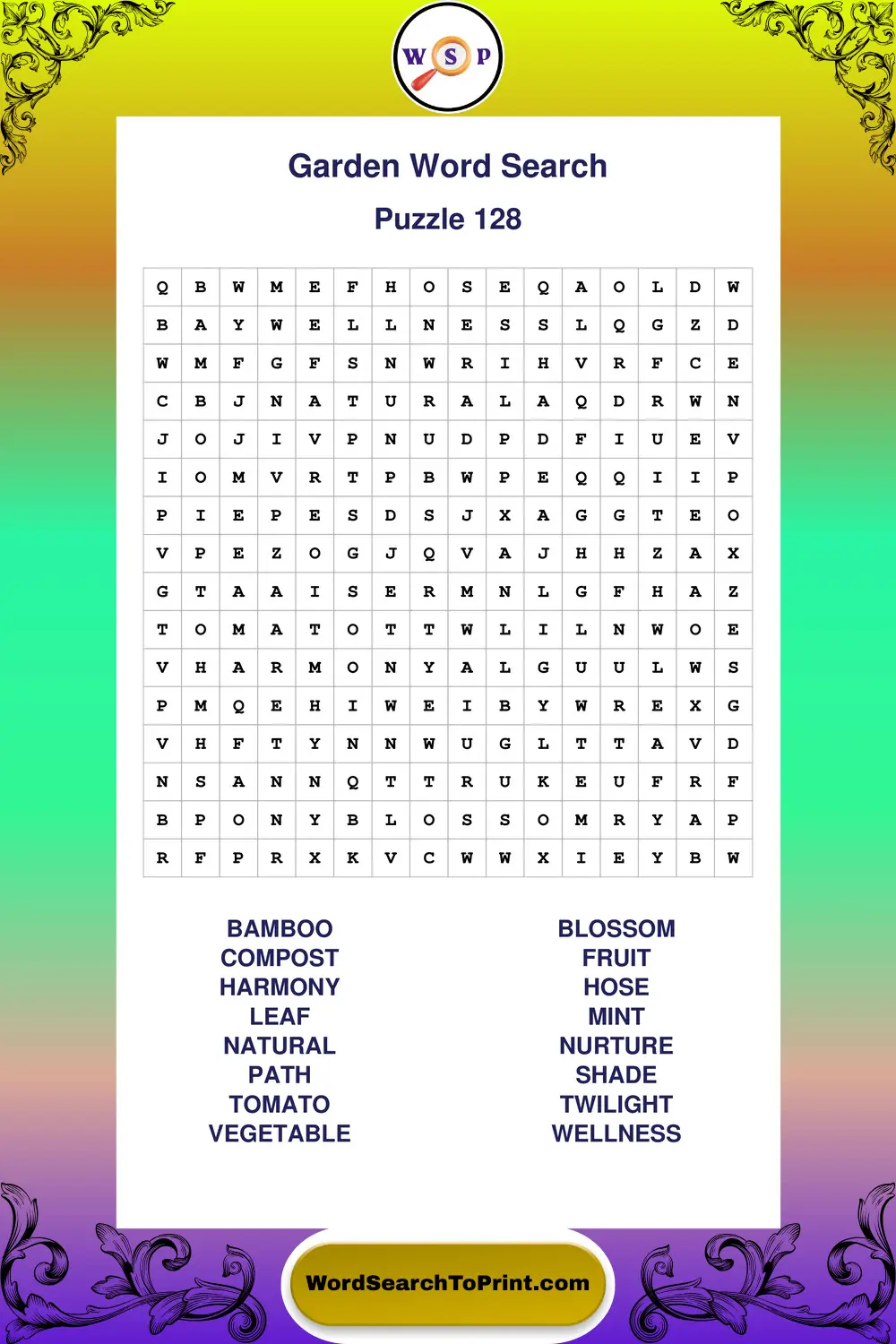 Garden Word Search Puzzle 128