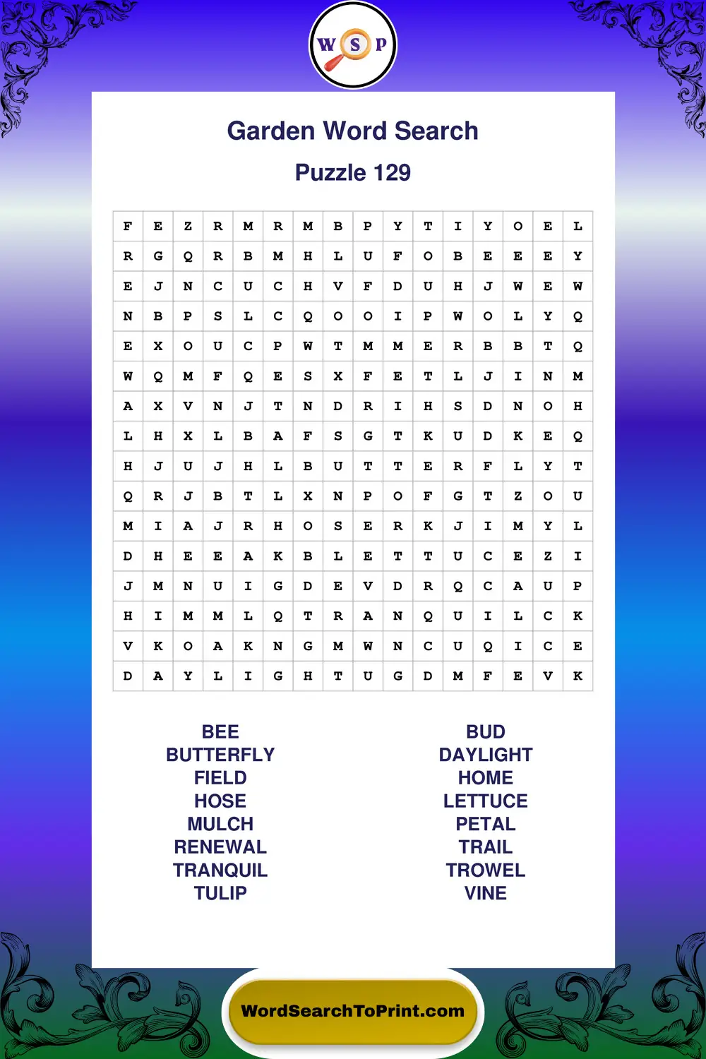 Garden Word Search Puzzle 129