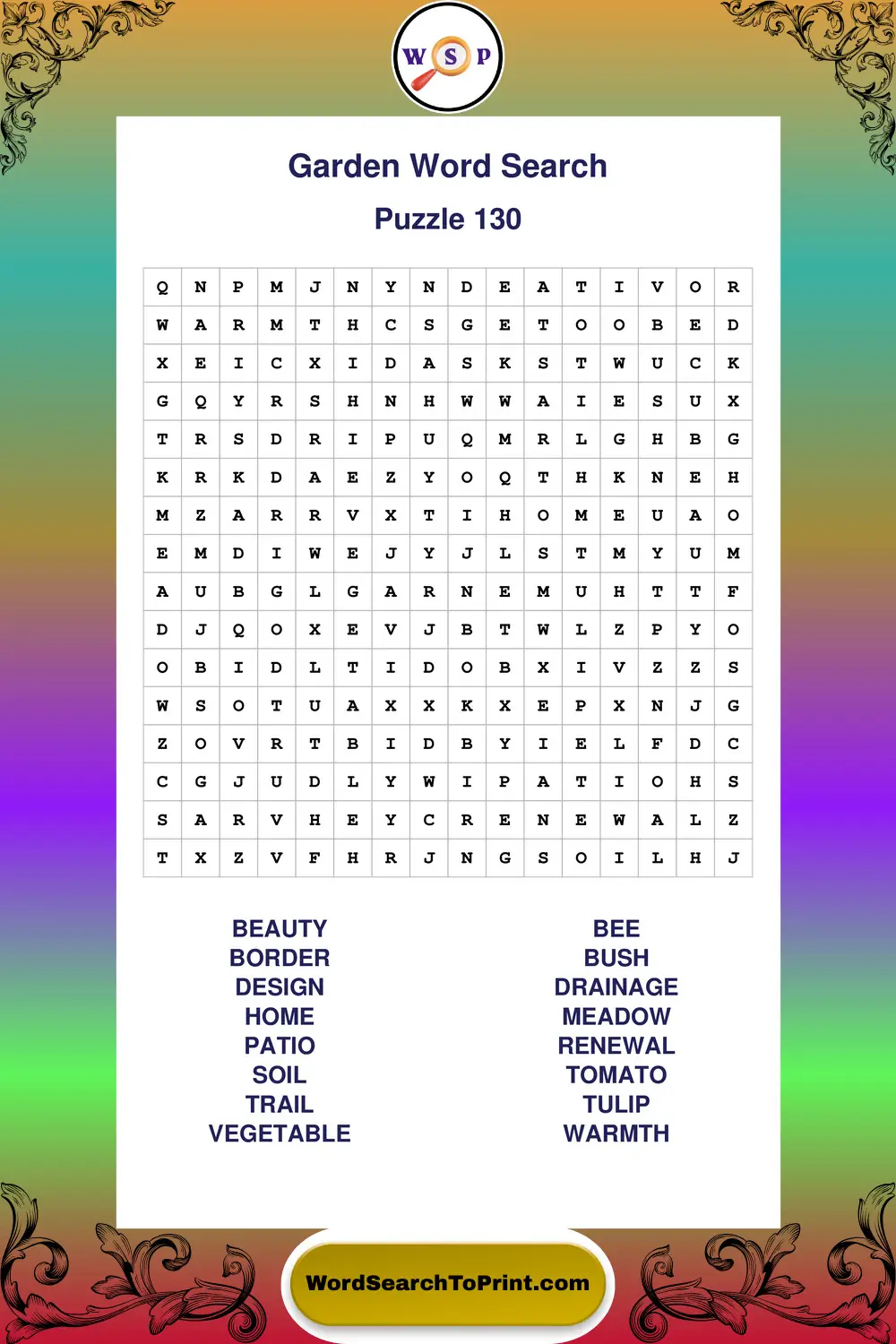 Garden Word Search Puzzle 130