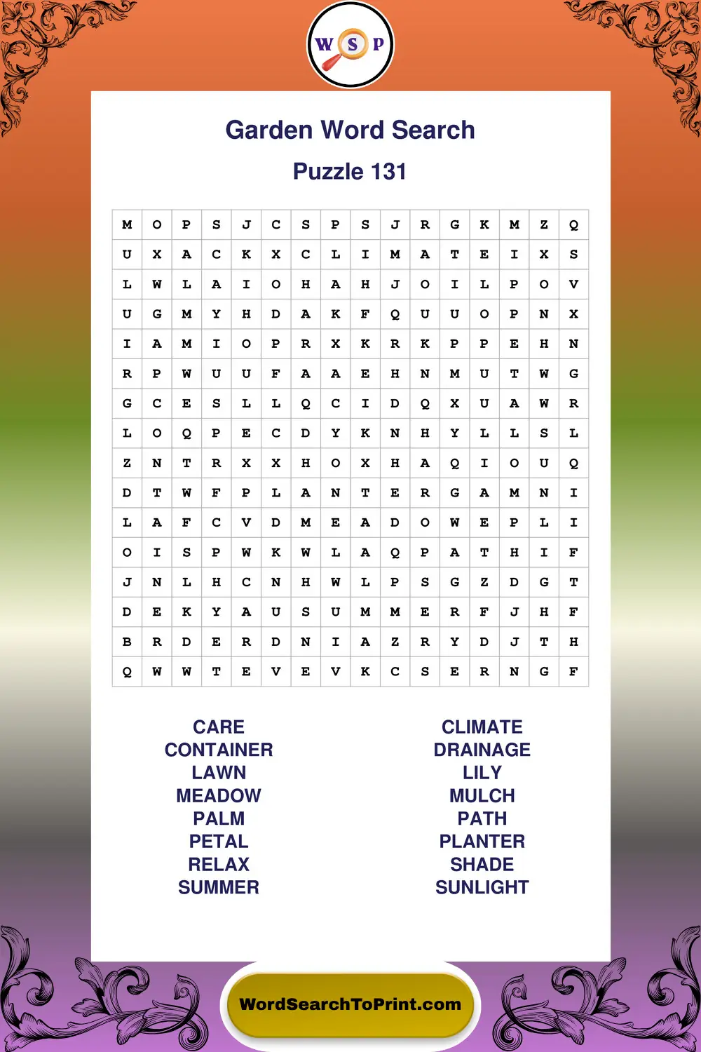 Garden Word Search Puzzle 131