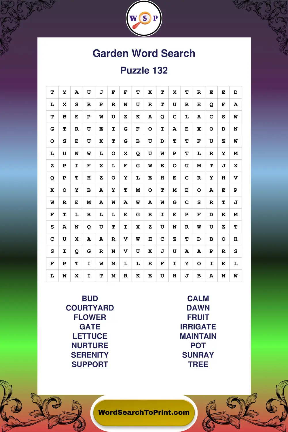 Garden Word Search Puzzle 132