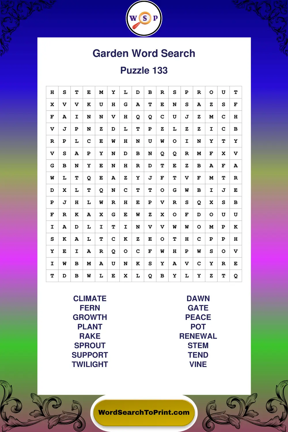 Garden Word Search Puzzle 133