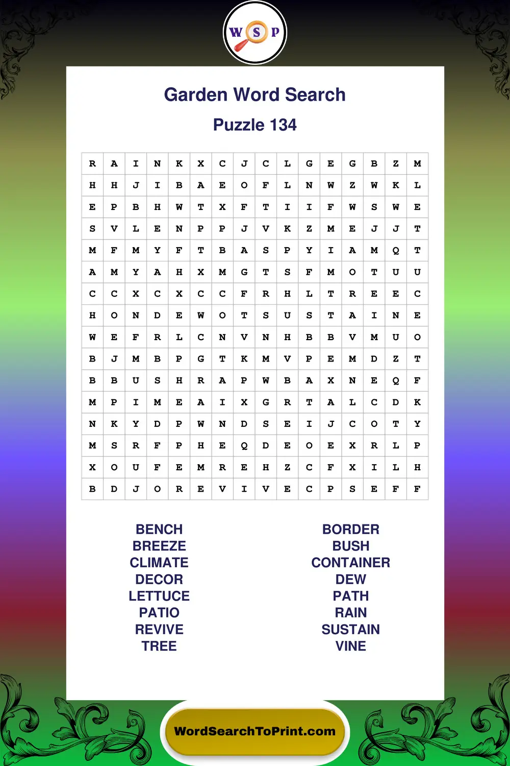 Garden Word Search Puzzle 134