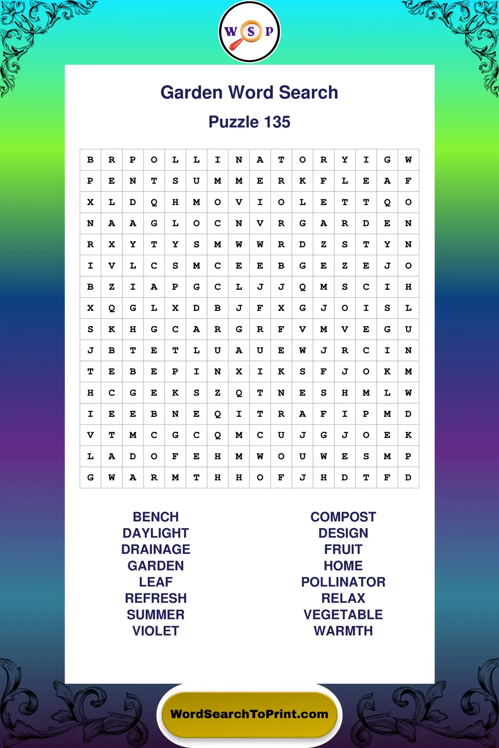 Garden Word Search Puzzle 135