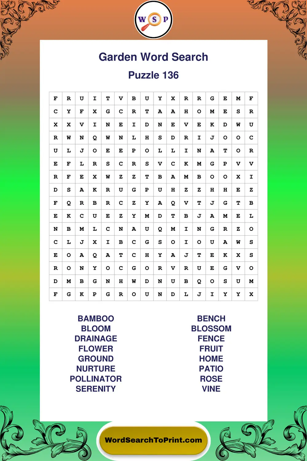 Garden Word Search Puzzle 136