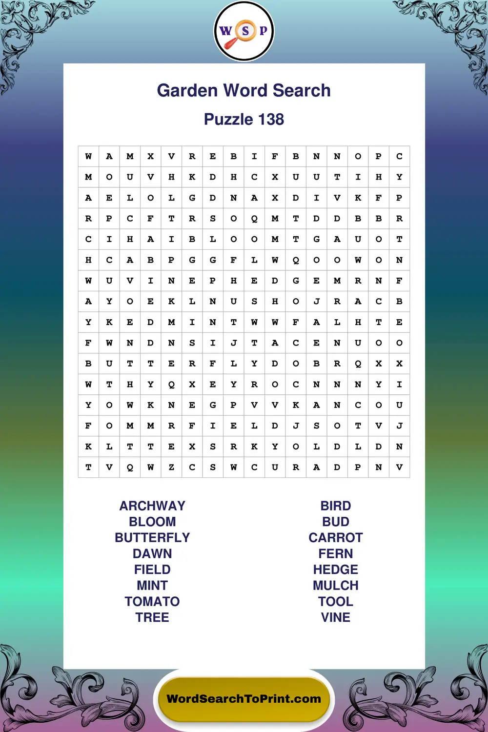 Garden Word Search Puzzle 138