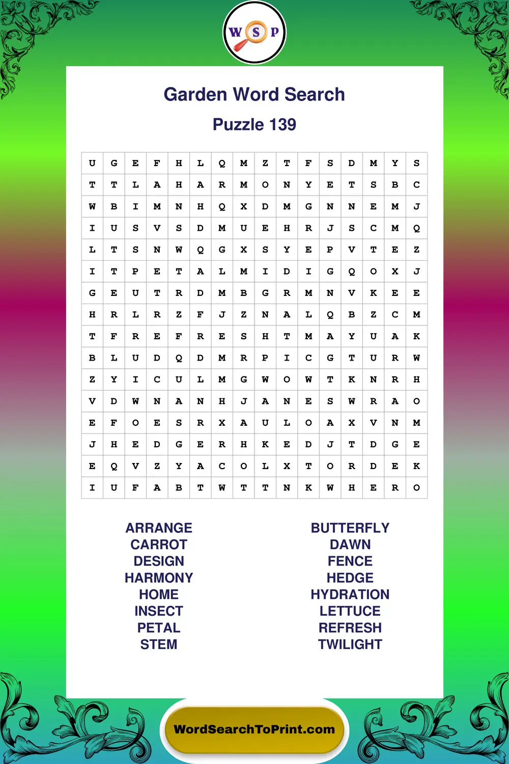 Garden Word Search Puzzle 139