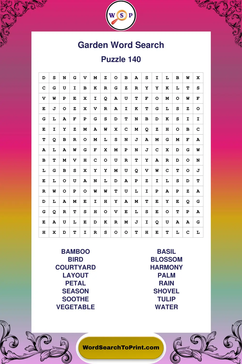 Garden Word Search Puzzle 140