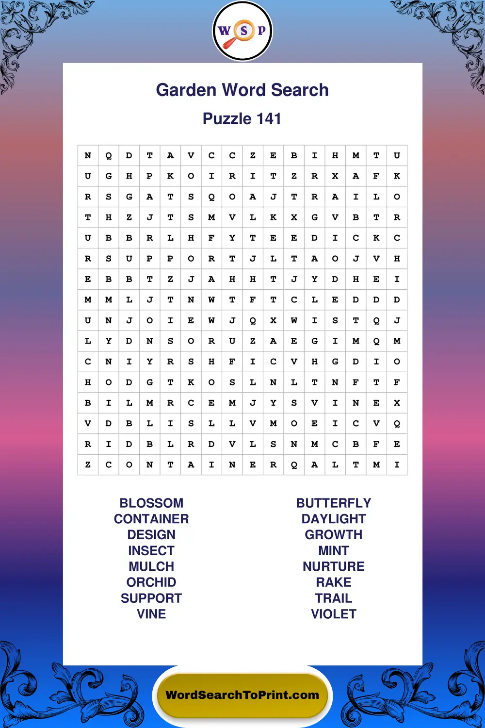 Garden Word Search Puzzle 141