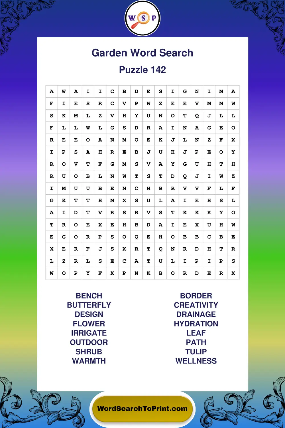 Garden Word Search Puzzle 142