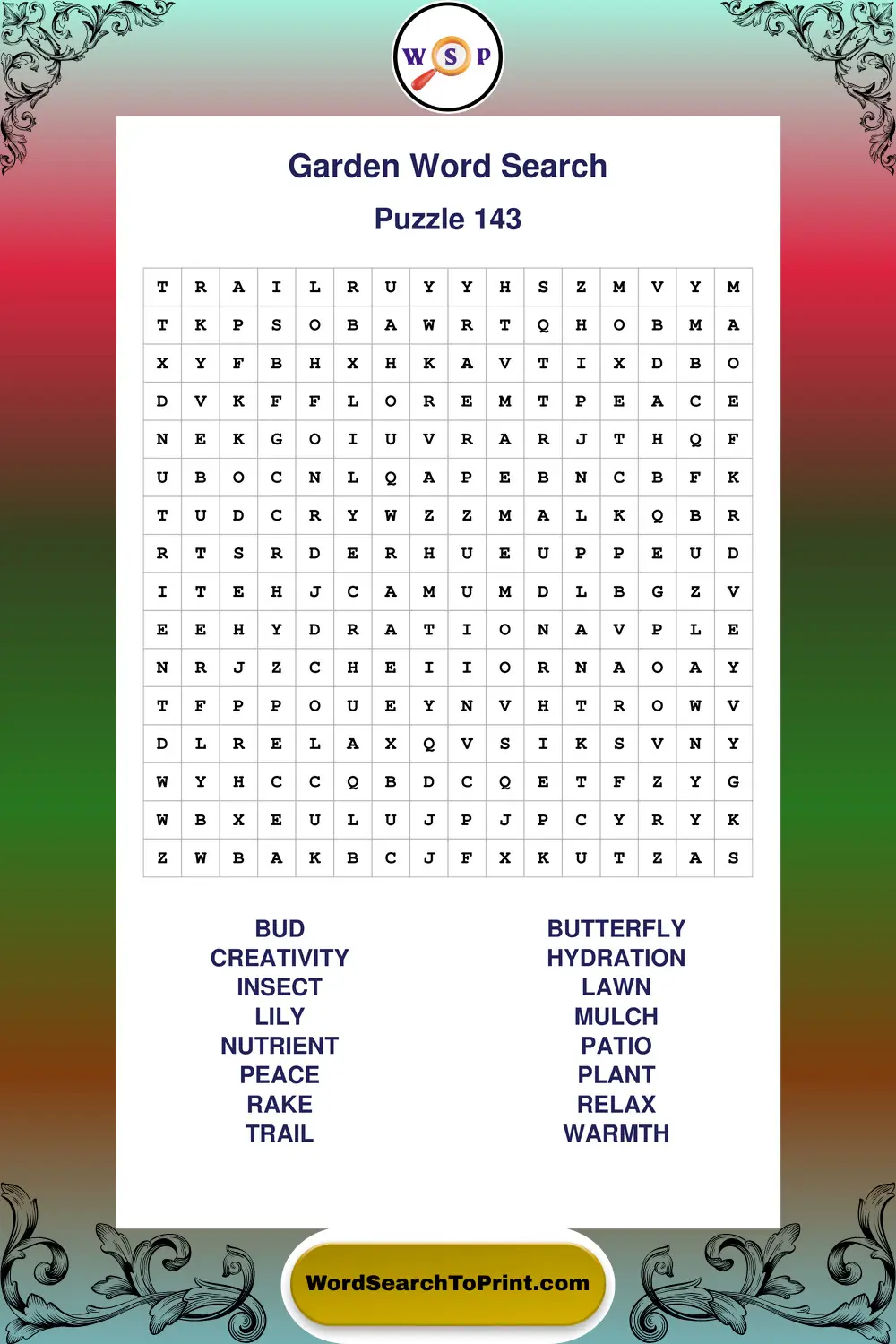 Garden Word Search Puzzle 143