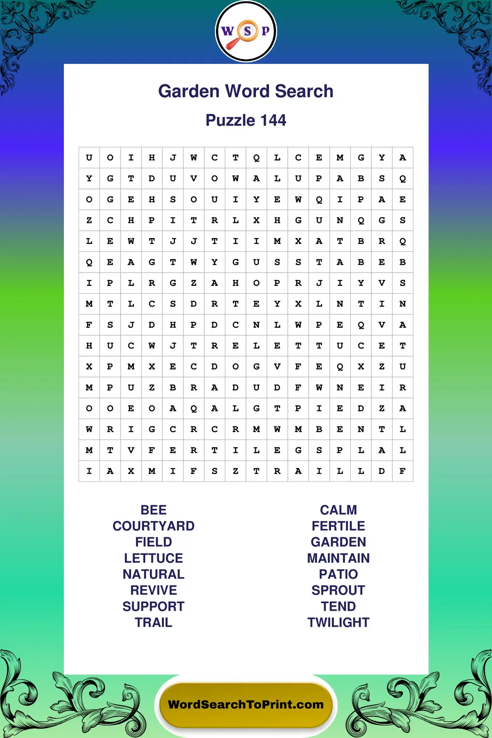 Garden Word Search Puzzle 144