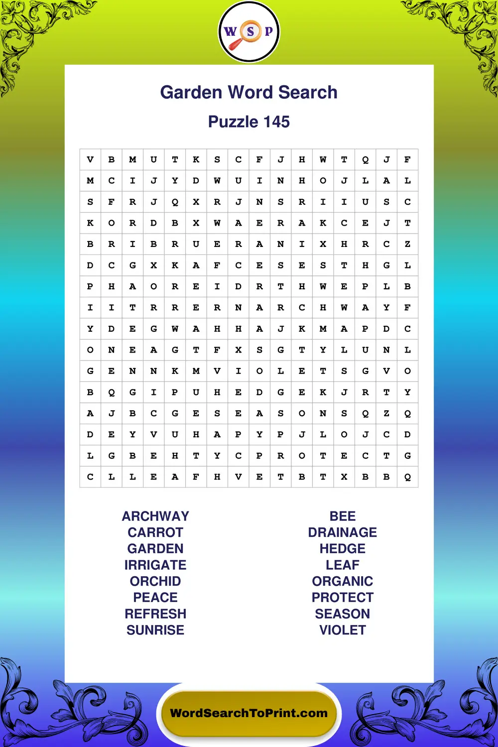 Garden Word Search Puzzle 145