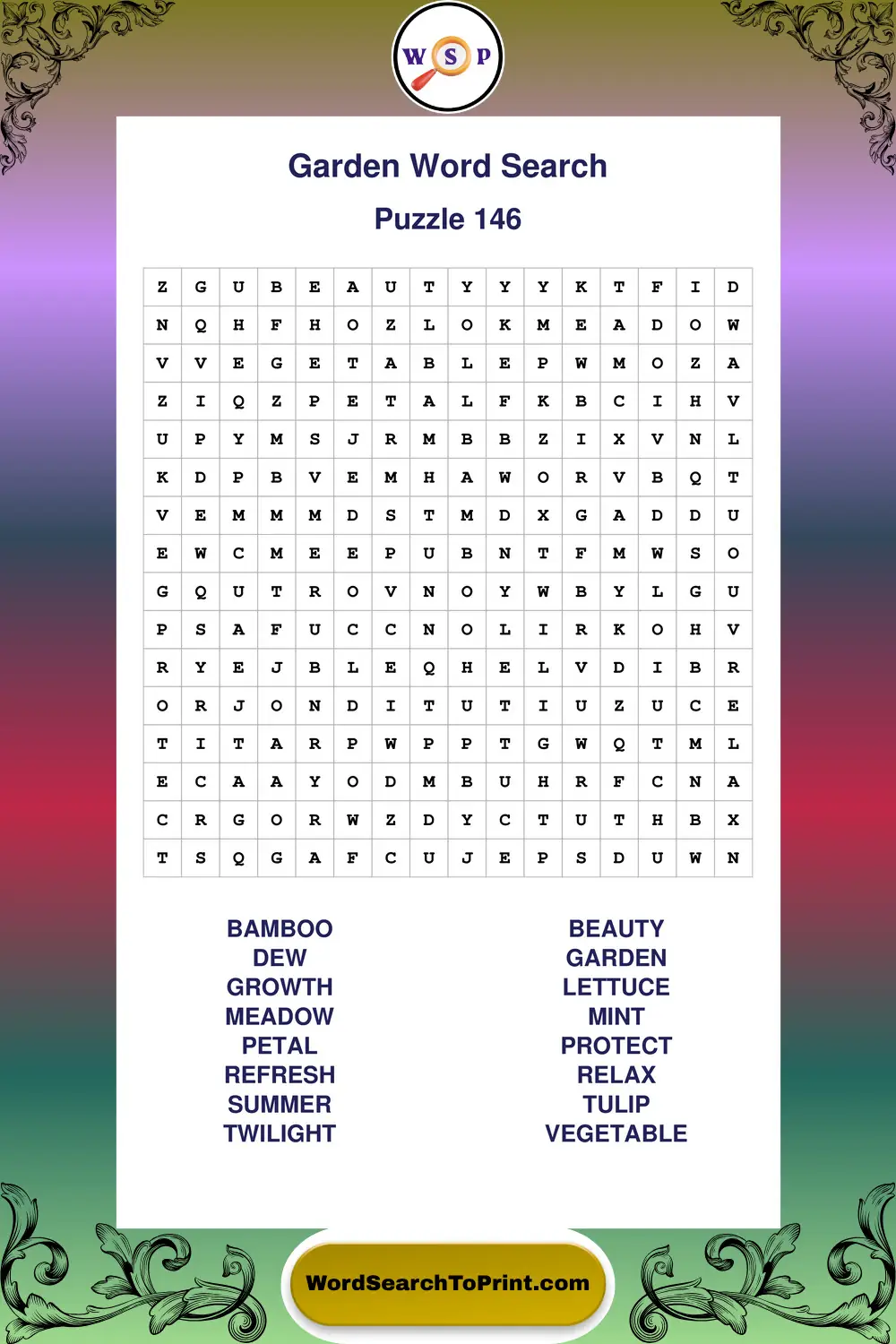 Garden Word Search Puzzle 146