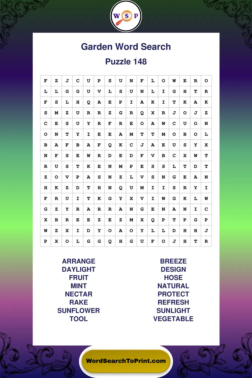 Garden Word Search Puzzle 148