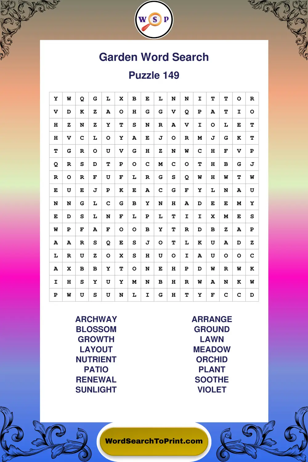 Garden Word Search Puzzle 149