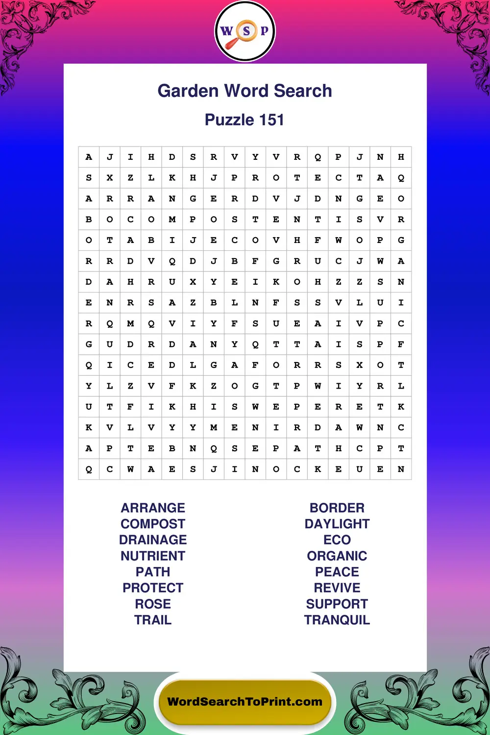 Garden Word Search Puzzle 151