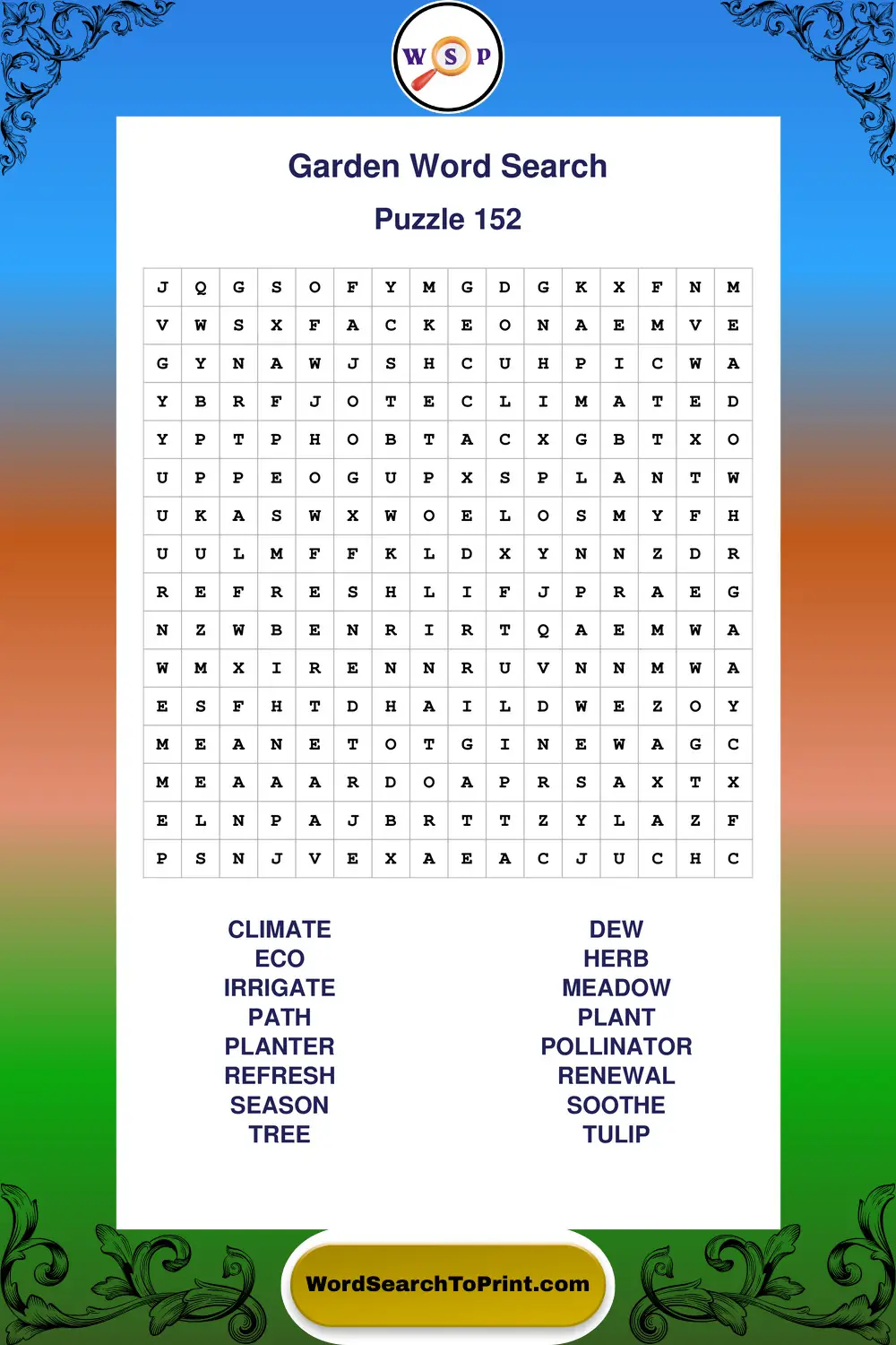Garden Word Search Puzzle 152