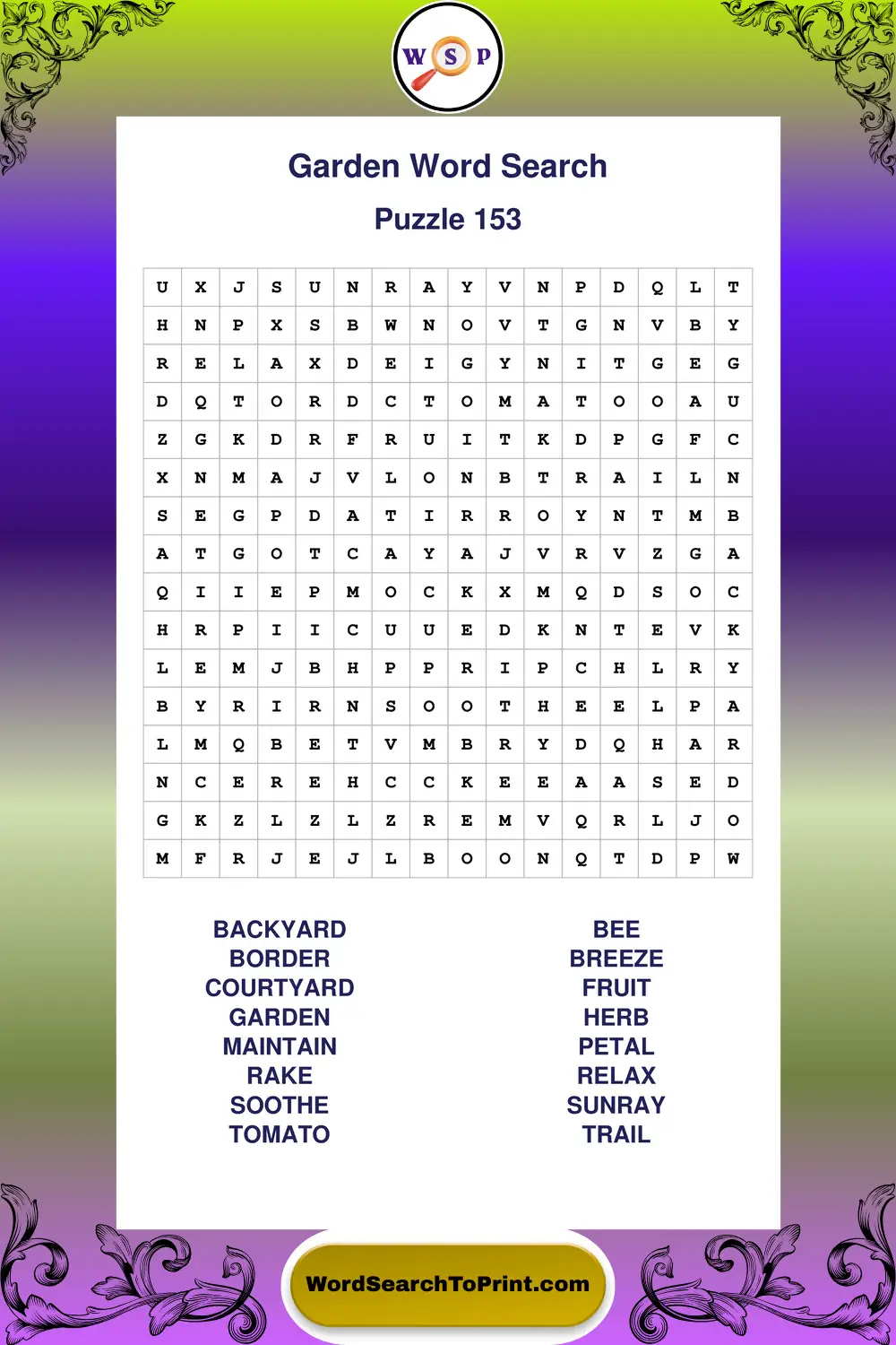 Garden Word Search Puzzle 153