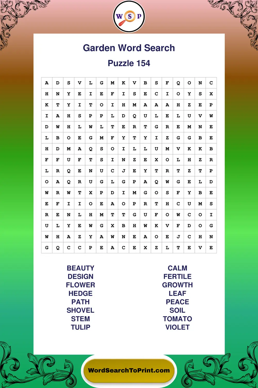 Garden Word Search Puzzle 154
