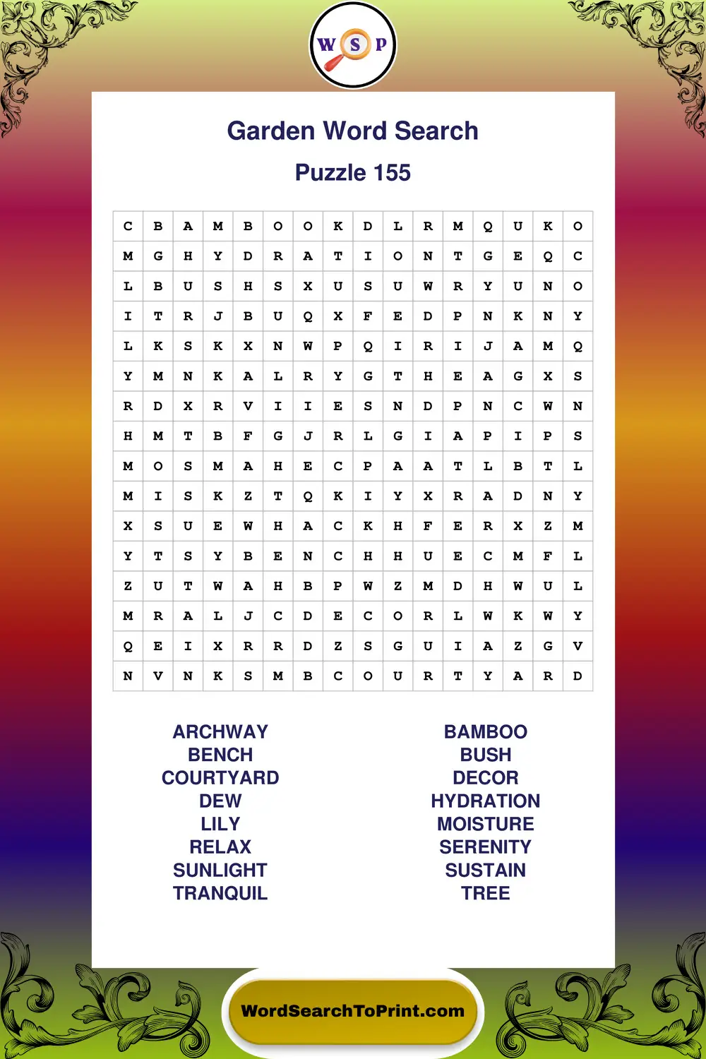 Garden Word Search Puzzle 155