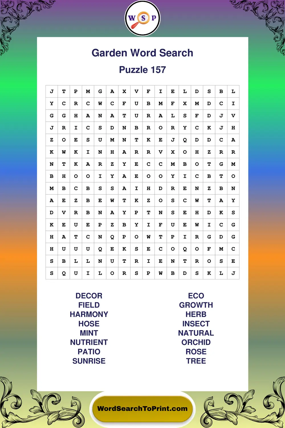 Garden Word Search Puzzle 157