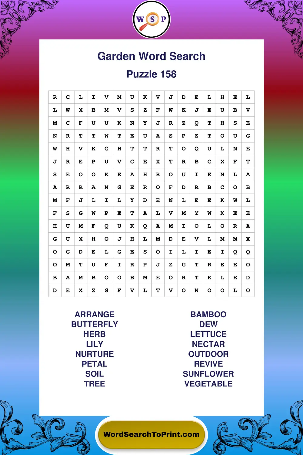 Garden Word Search Puzzle 158