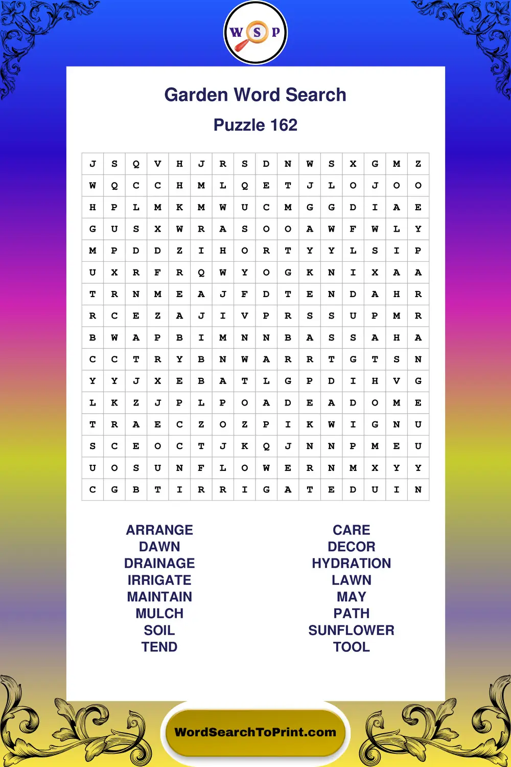 Garden Word Search Puzzle 162