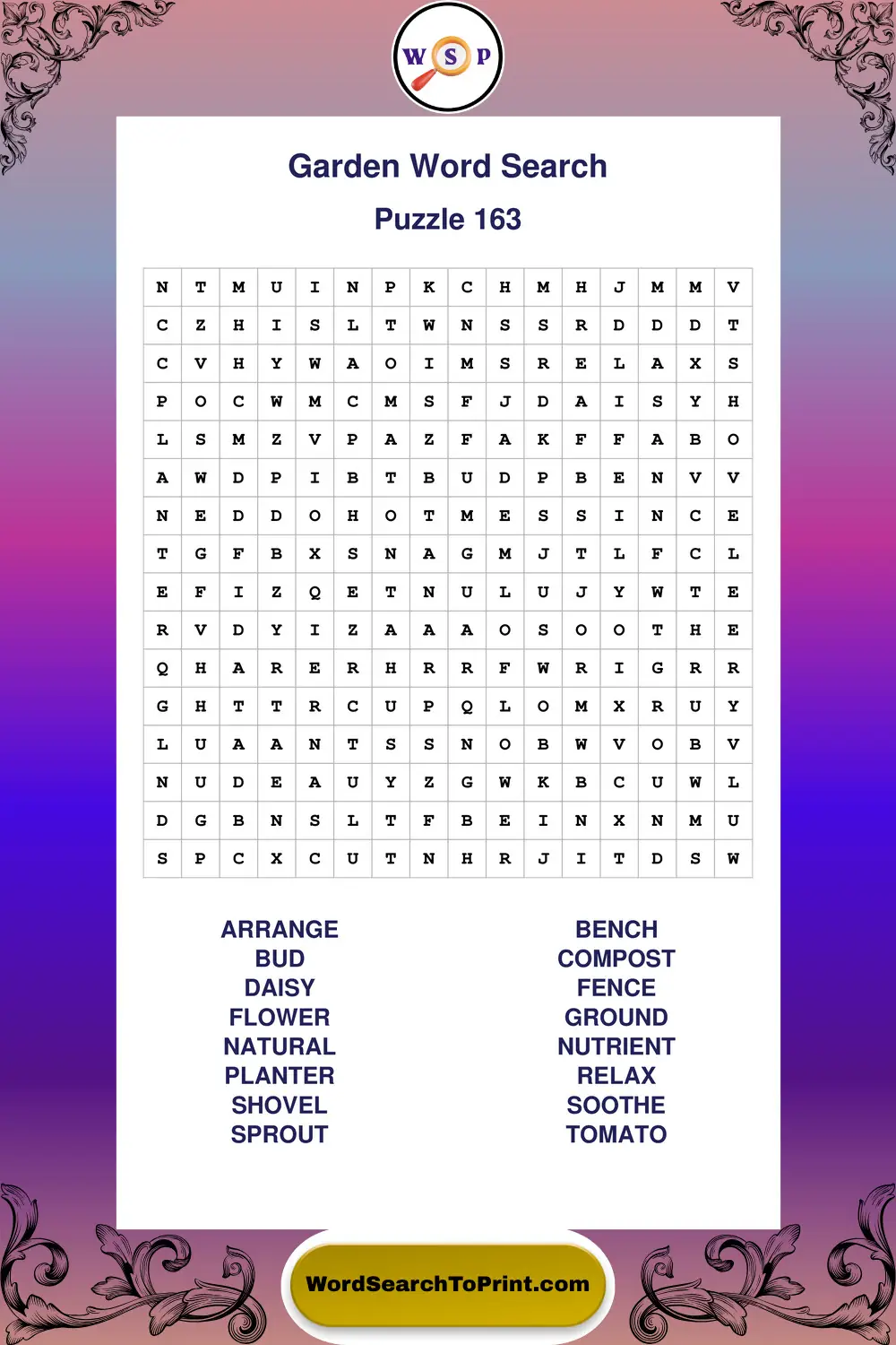 Garden Word Search Puzzle 163