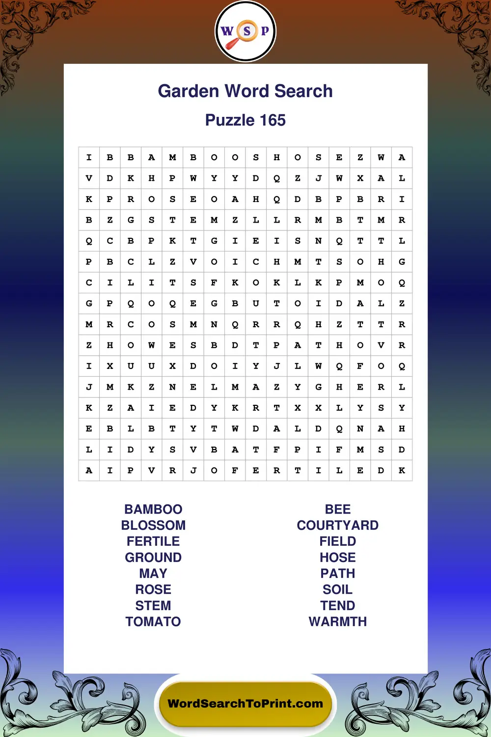Garden Word Search Puzzle 165