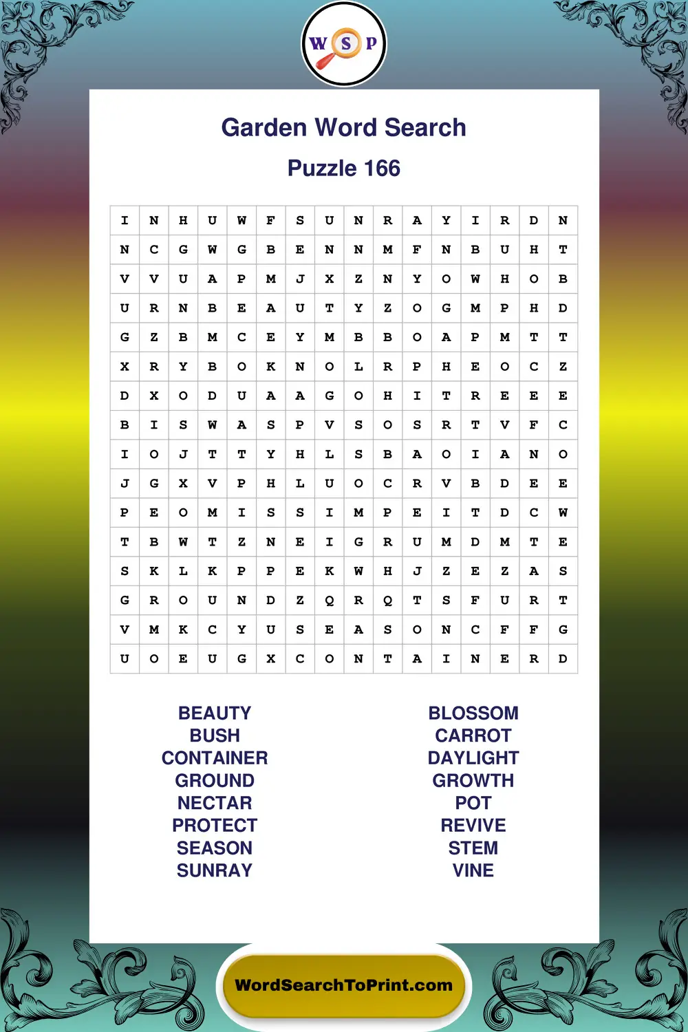 Garden Word Search Puzzle 166
