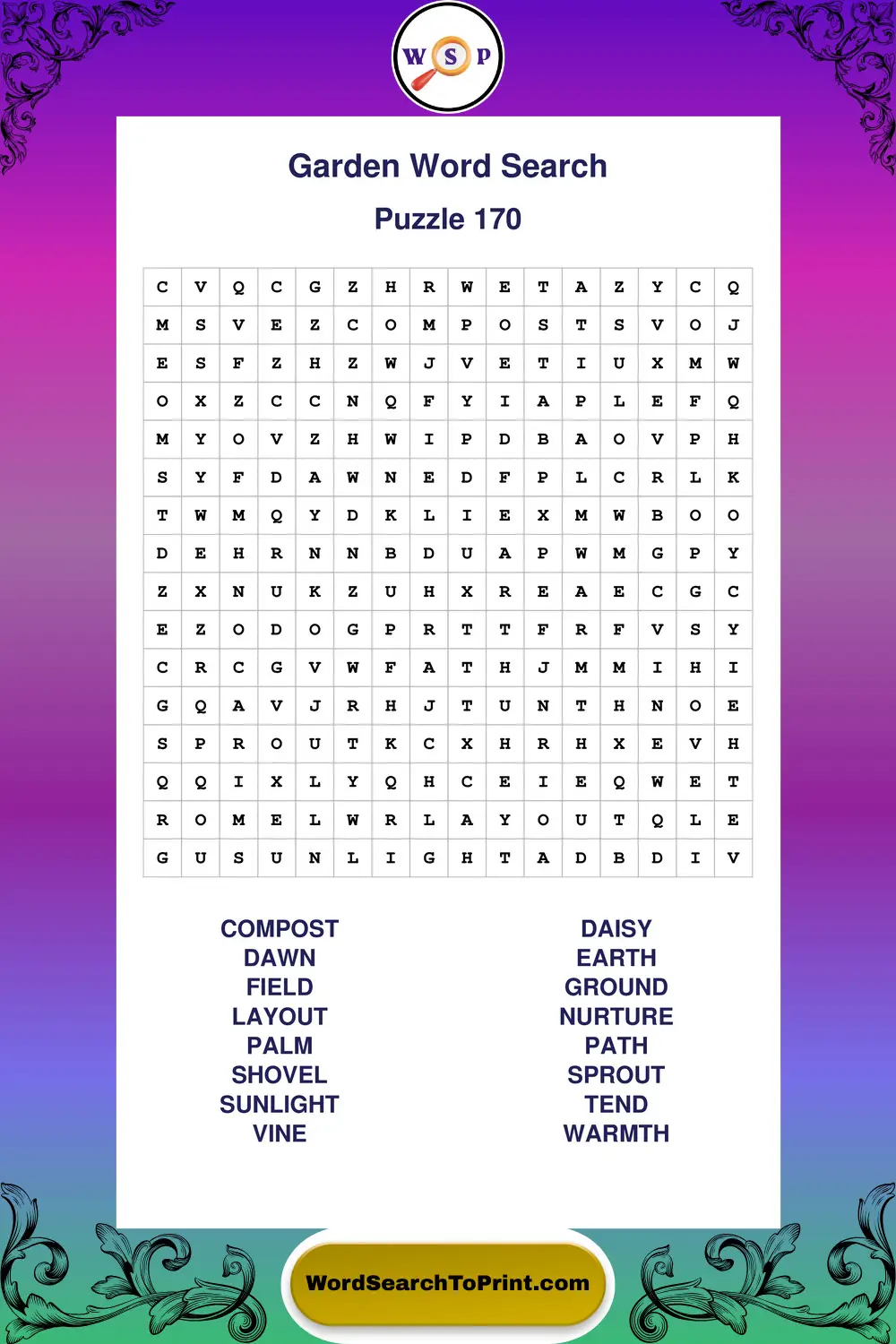 Garden Word Search Puzzle 170