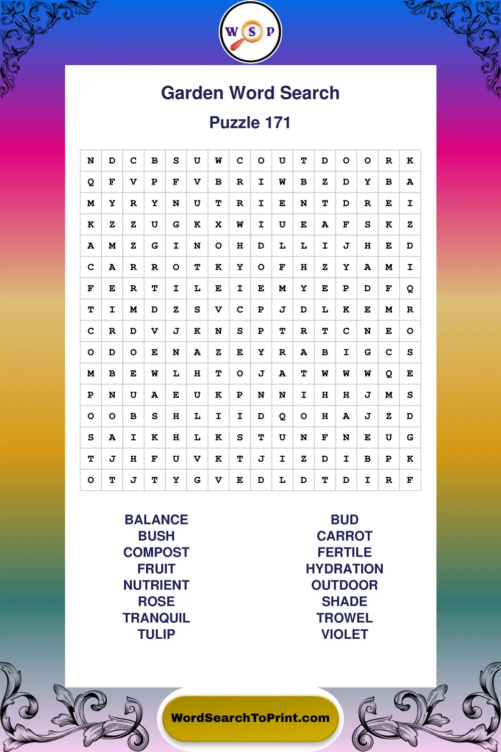 Garden Word Search Puzzle 171