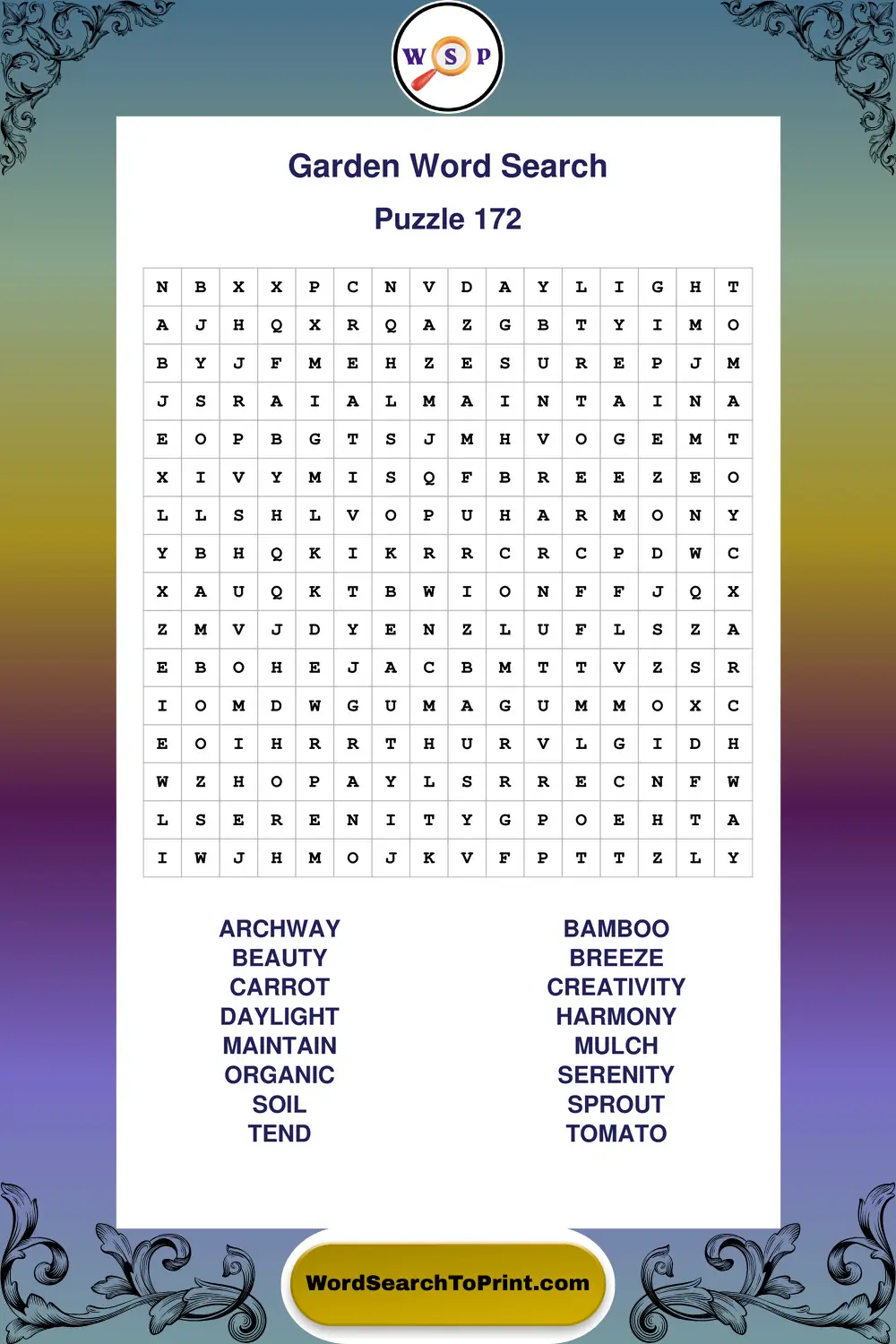 Garden Word Search Puzzle 172