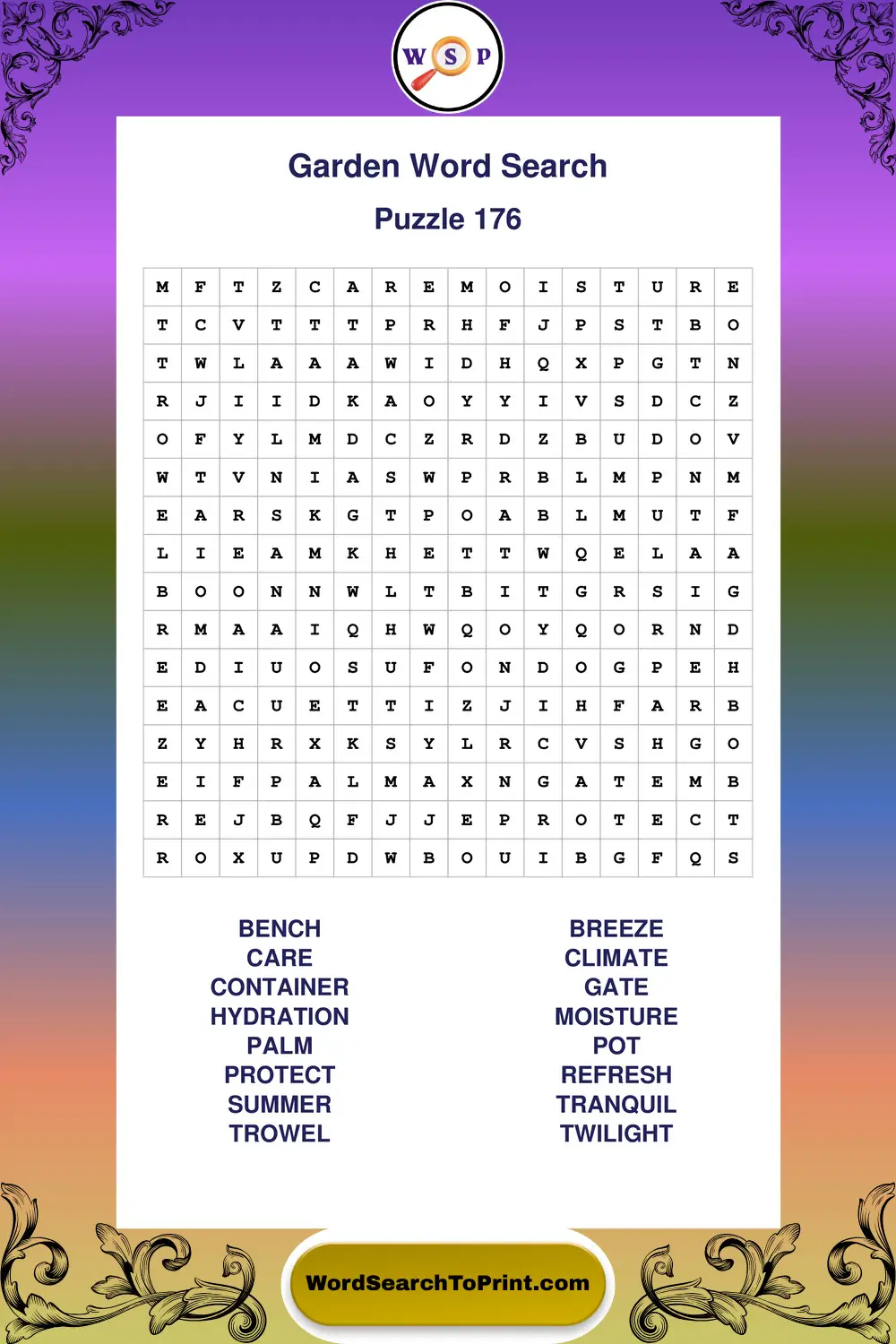 Garden Word Search Puzzle 176