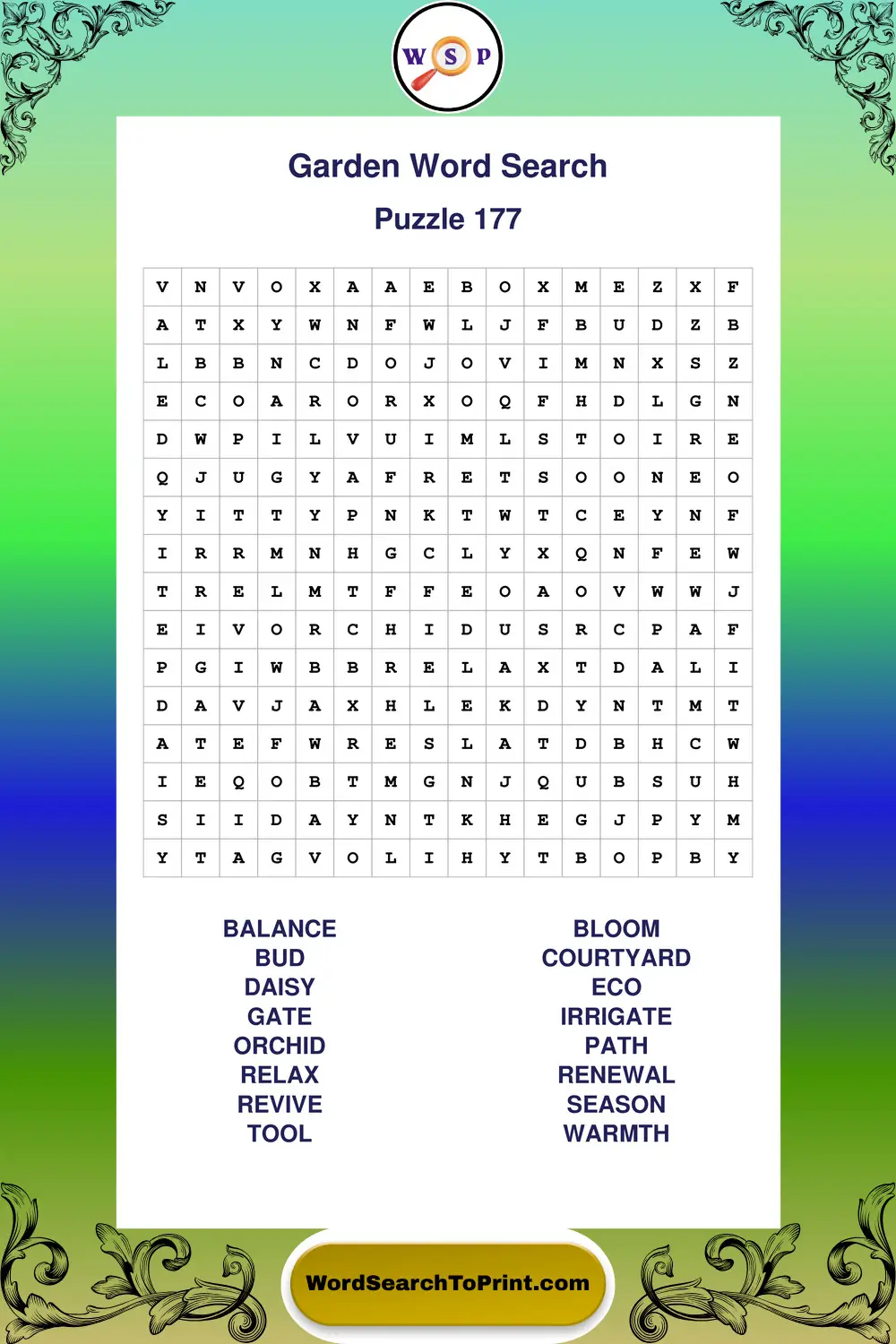 Garden Word Search Puzzle 177