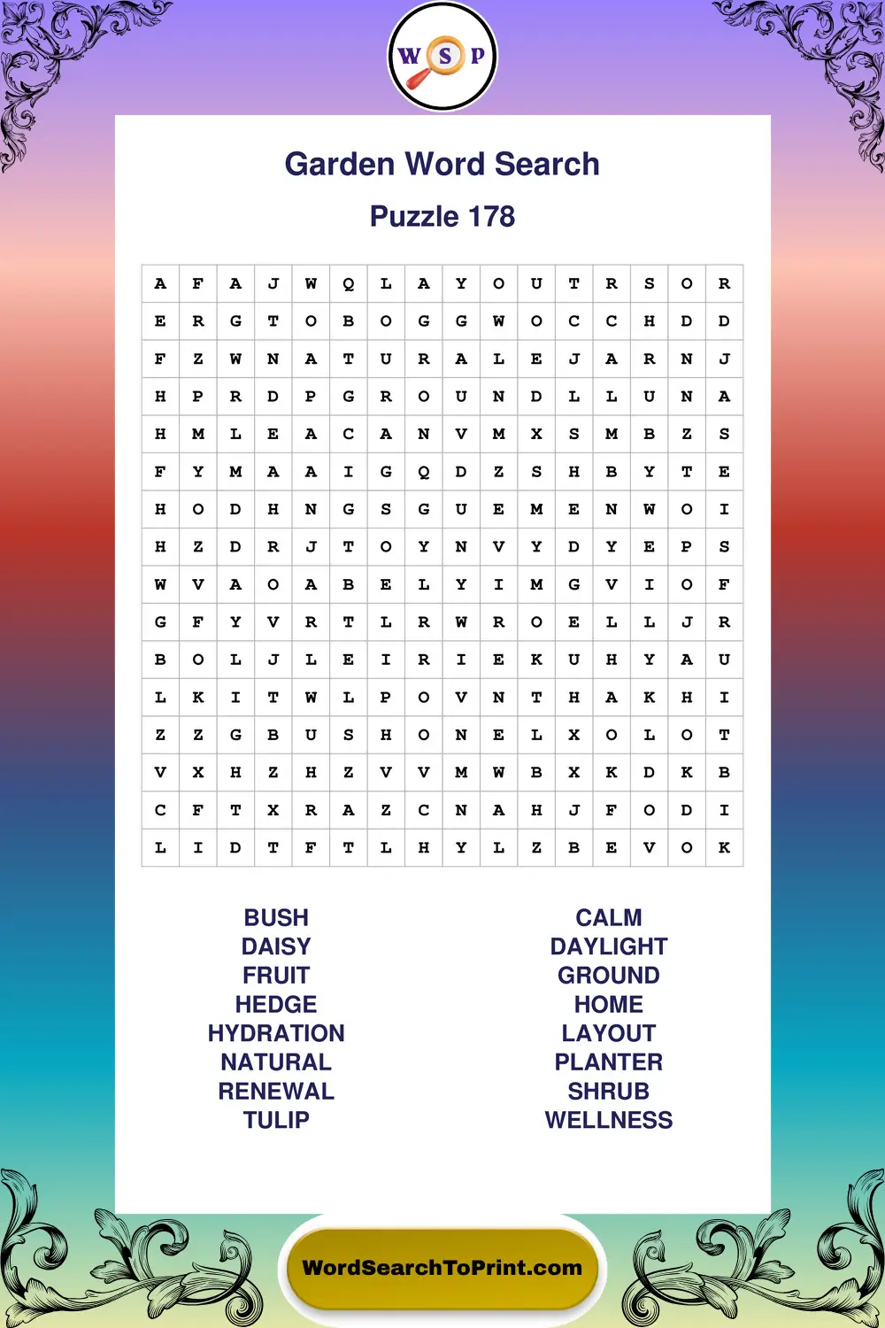 Garden Word Search Puzzle 178