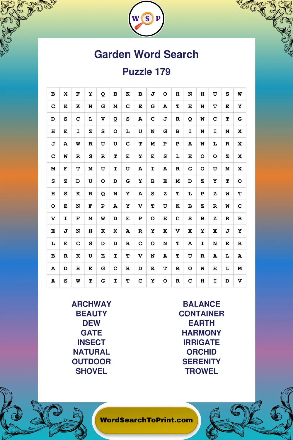 Garden Word Search Puzzle 179