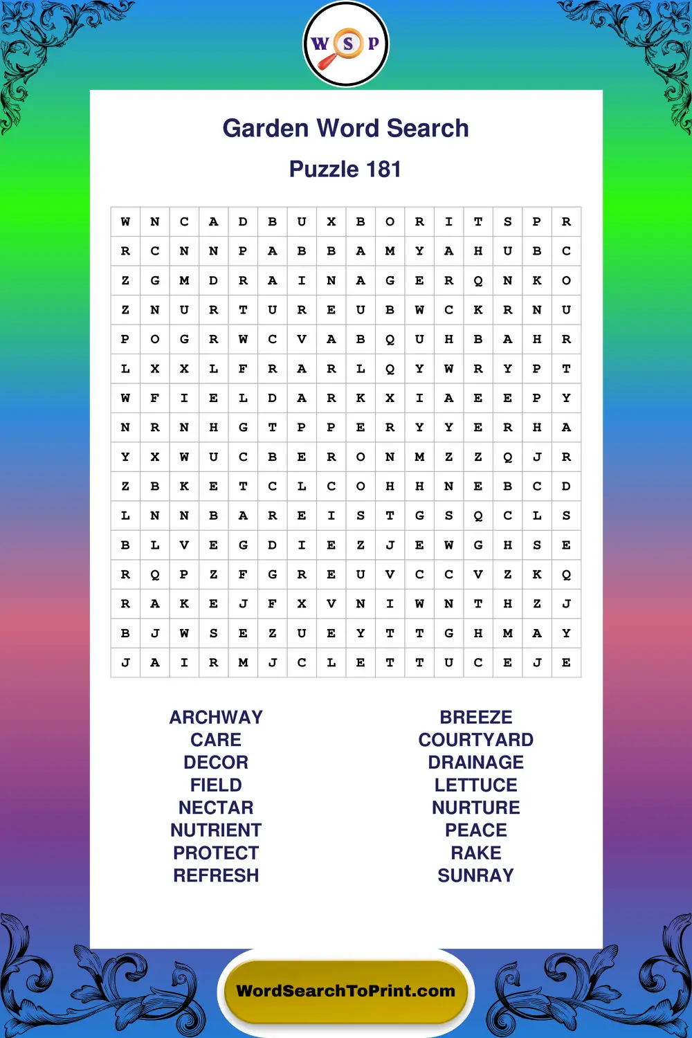 Garden Word Search Puzzle 181