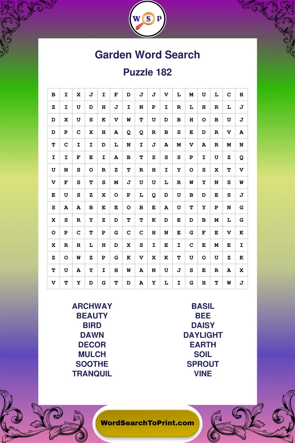Garden Word Search Puzzle 182