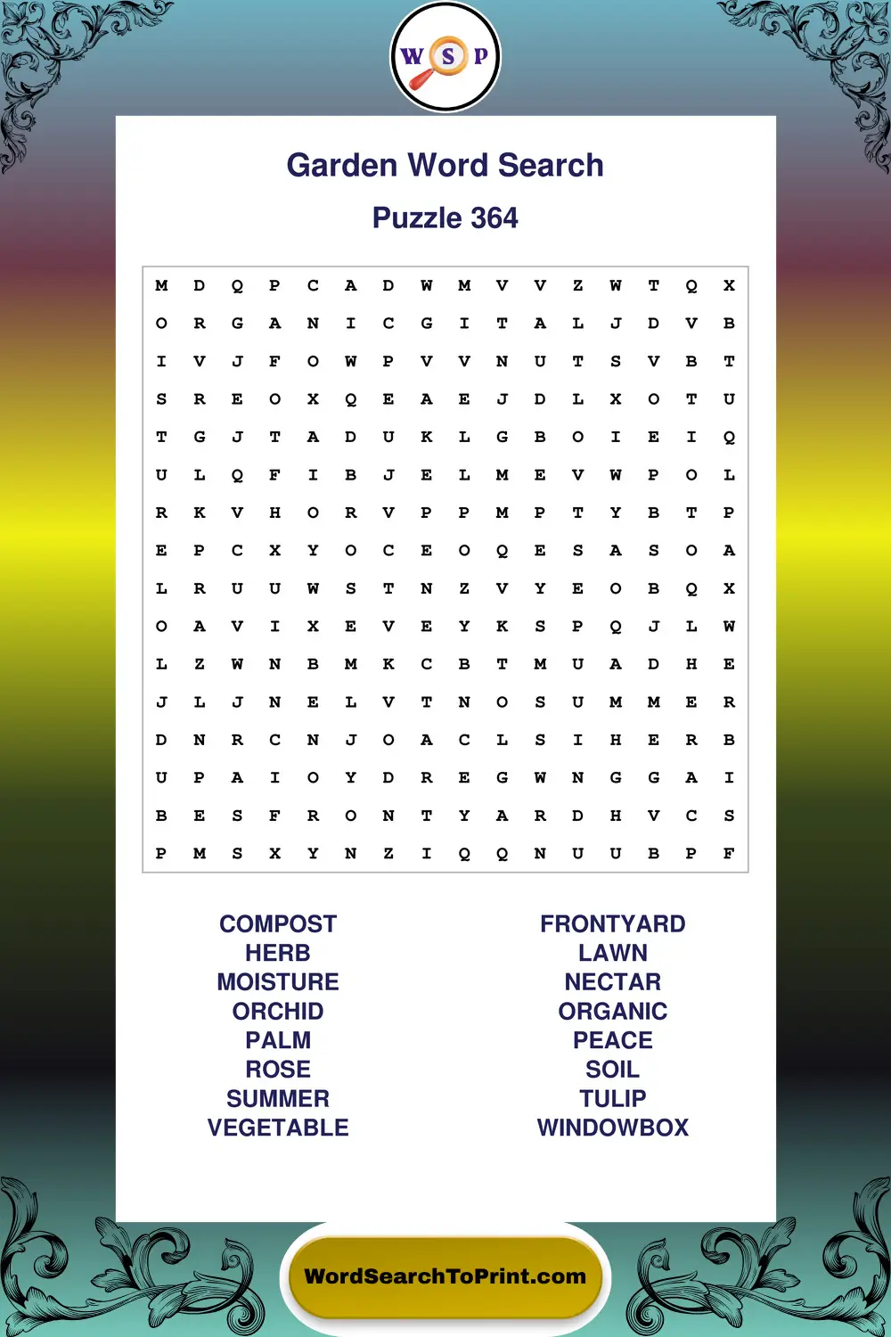 Garden Word Search Puzzle 364