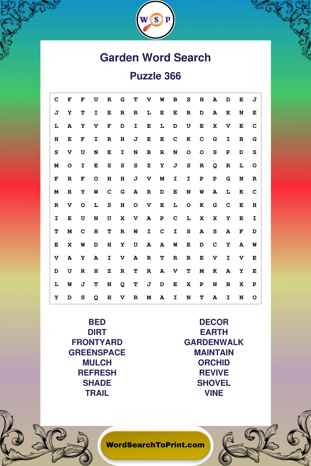 Garden Word Search Puzzle 366