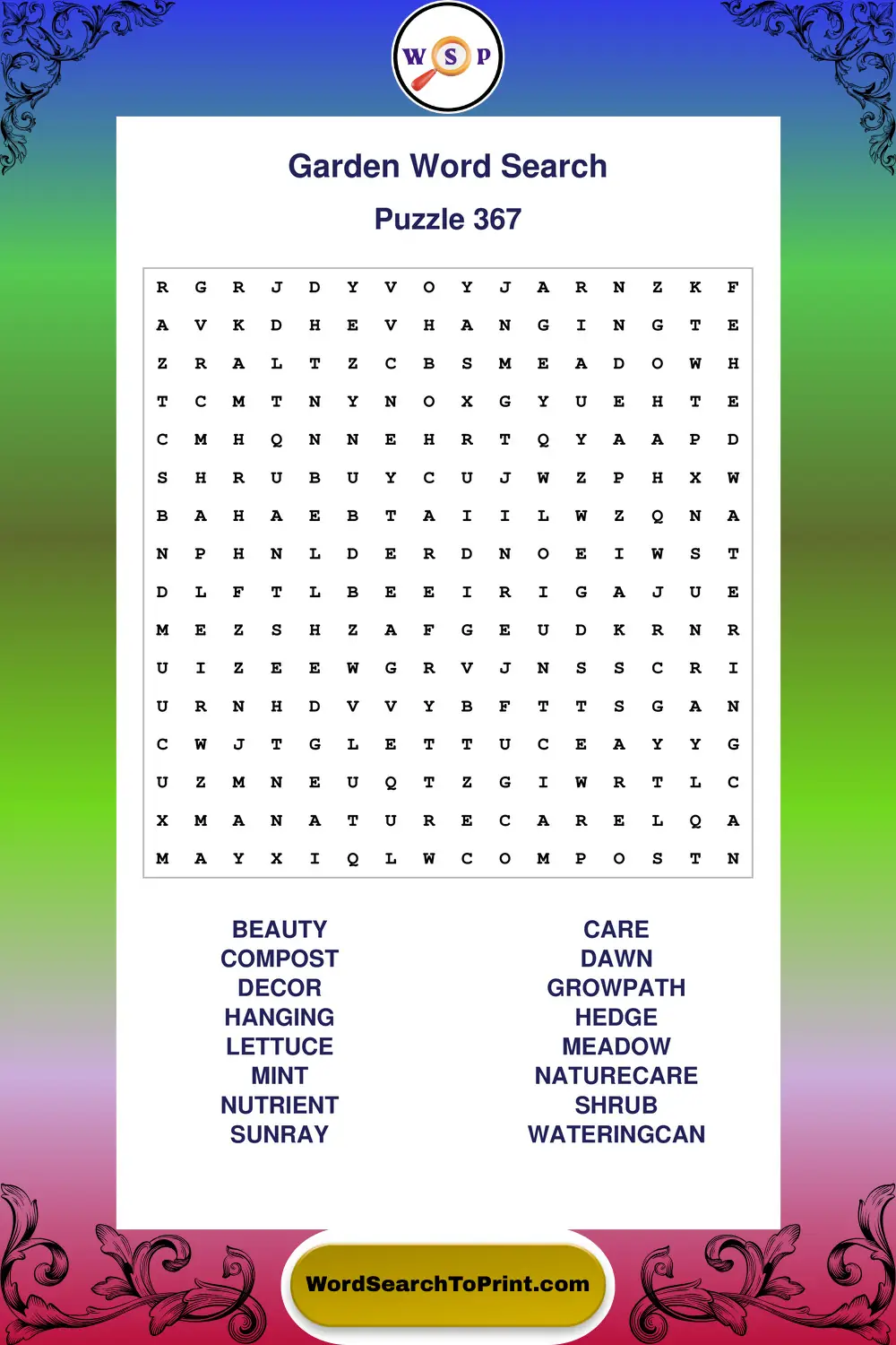 Garden Word Search Puzzle 367
