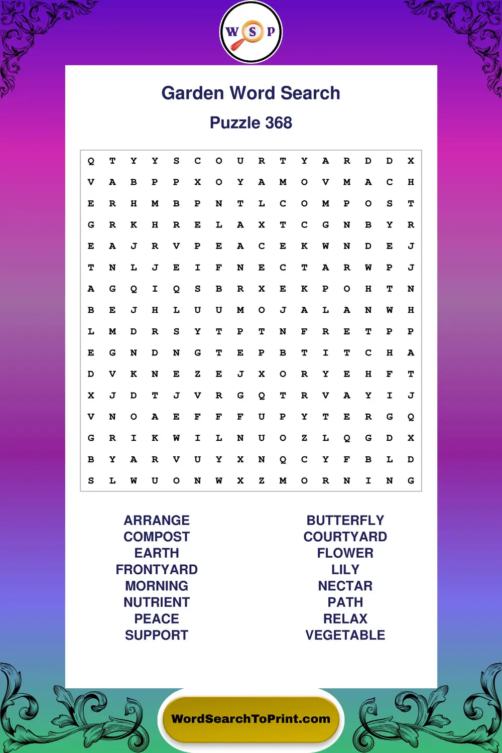 Garden Word Search Puzzle 368