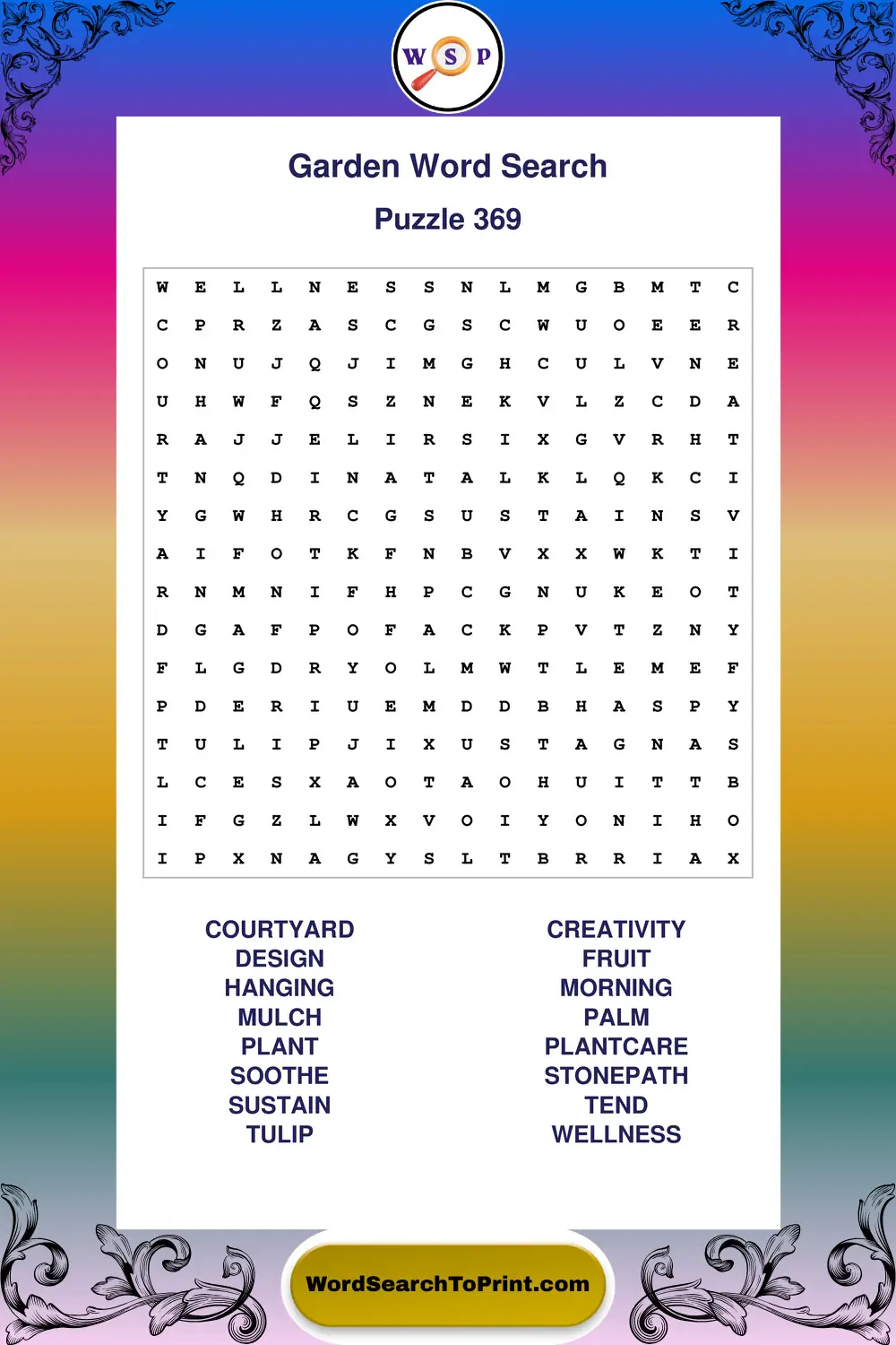 Garden Word Search Puzzle 369