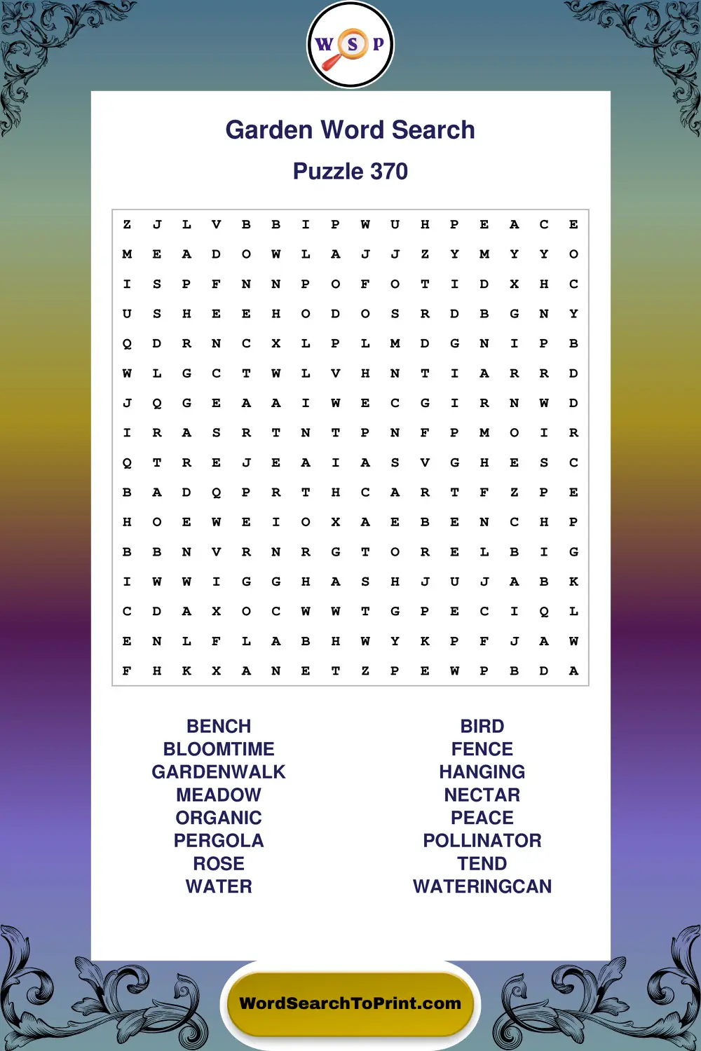 Garden Word Search Puzzle 370