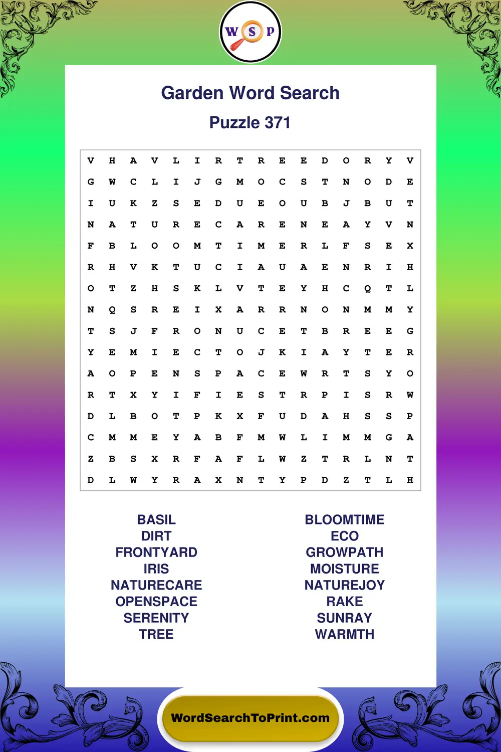 Garden Word Search Puzzle 371