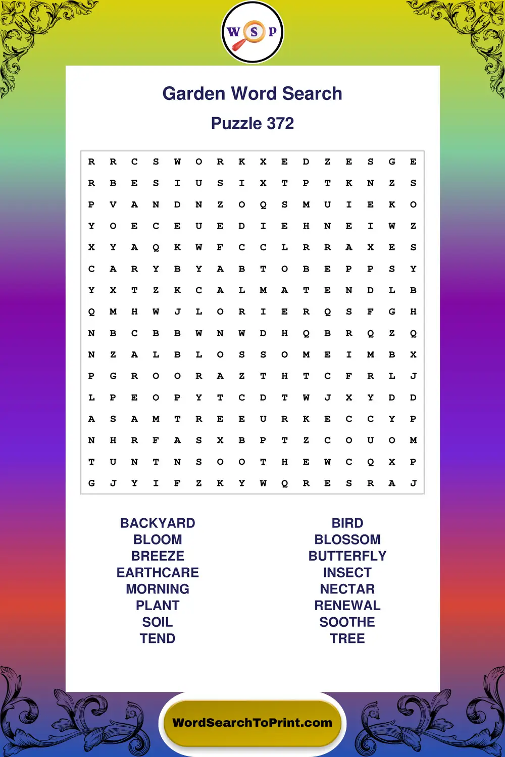 Garden Word Search Puzzle 372