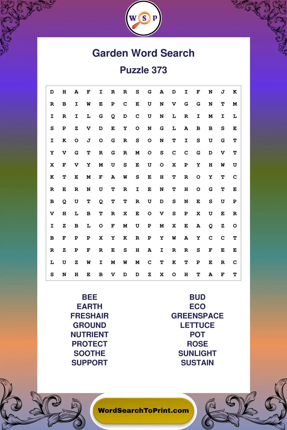 Garden Word Search Puzzle 373