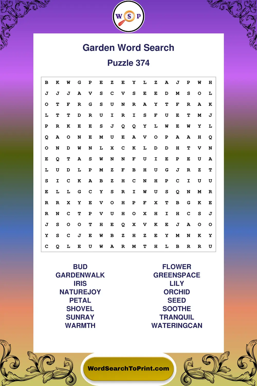 Garden Word Search Puzzle 374